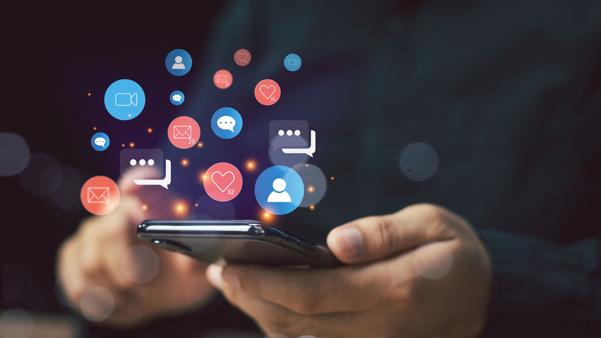 Social media and digital online concept.  man using smart phone with Social media. The concept of living on vacation and playing social media. online marketing, technology network concept.