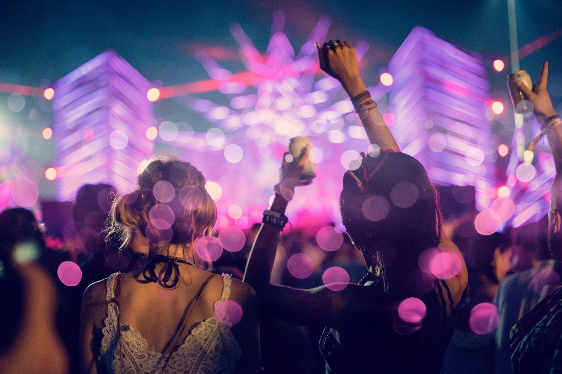 People Enjoying Live Music Concert Festival